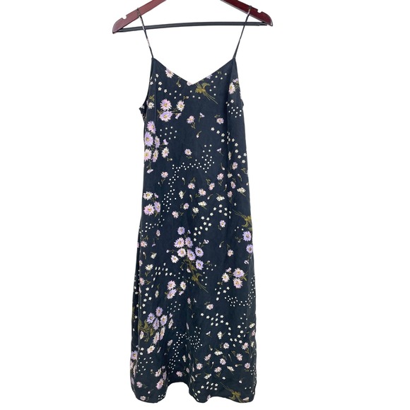 Madewell Dresses & Skirts - Y2k 90s Womens Dress Sz 2 %100 Silk Slip Cottage Fairy Midi Floral Boho Dainty
